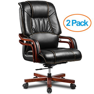 Halter EY-14A Fully Assembled Ergonomic Reclining PU Leather Executive Office Chair with Adjustable Lumbar Support and Tilt Tension - Zero Back Pain - 46.5" X 25" X 19.7" - 22" - 2 Pack