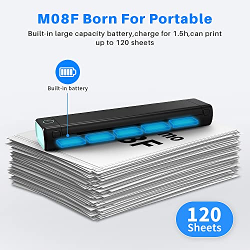 Phomemo M08F A4 Portable Printer, 2022 Upgrade Lightweight and Compact Thermal Mobile Printer, Wireless Printer for Travel, Vehicles, Office & School Compatible with Android and iOS Phone & Laptop