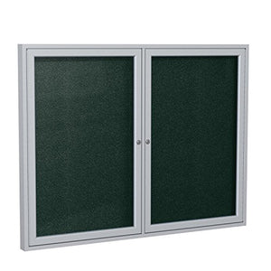 Ghent 36"x48" 2-Door Outdoor Enclosed Vinyl Bulletin Board, Shatter Resistant, with Lock, Satin Aluminum Frame - Ebony (PA23648VX-183 ), Made in the USA