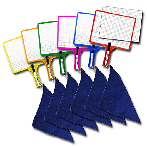 (36) KleenSlate 2-Sided Customizable Whiteboard w/Clear Dry Erase Sleeve for Interchangeable Templates and Graphic Organizers-Bonus 36 Microfiber Cloths w/Bookbinder Rings and 36 Markers