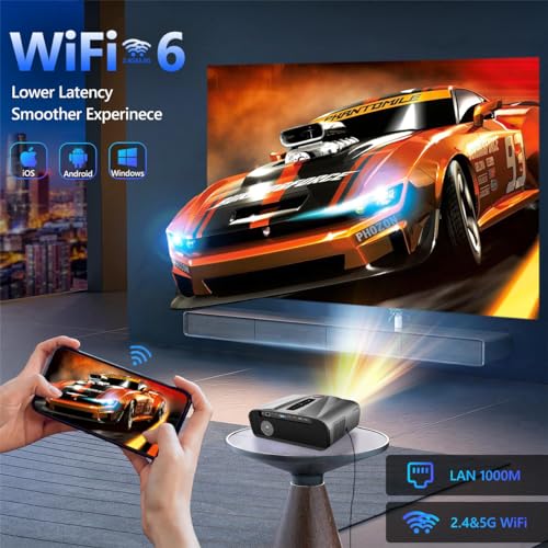 ZCGIOBN Smart WiFi6 4K Daylight Projector with Bluetooth 5.2