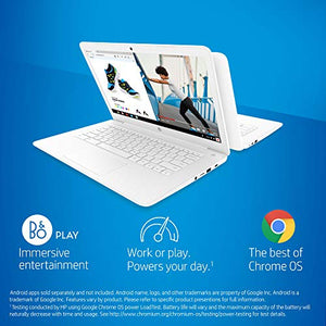 HP Chromebook 14-inch Laptop with 180-Degree Hinge (14-db0050nr, Snow White) with AmazonBasics 14-Inch Laptop Sleeve - Black Bundle