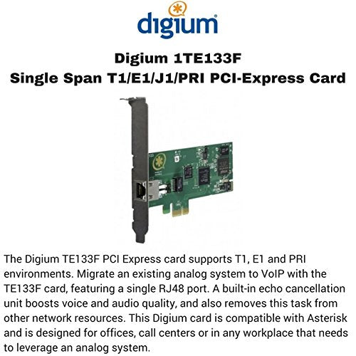 Digium 1TE133F  1 Span Digital T1 PCI Express Card with Hardware Echo Cancellation