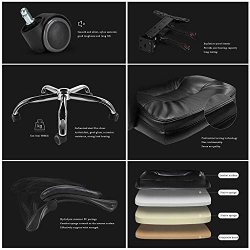 CLoxks Executive Office Chair, High-Grade PU Leather, Adjustable Height, Ergonomic Design, Swivel Reclining, Rotary Lift Armrest