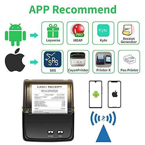 80mm Bluetooth Thermal Receipt Printers, Mobile Portable Printer,impresora térmica ESC/POS Printer, with Android/Windows Devices for Office and Small Business (80mm Black Receipt Printers)