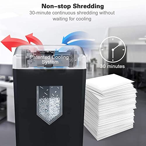 SMSOM Cross-Cut Shredder, 30-Minute Continuous Run Time, 18L Wastebasket, Black