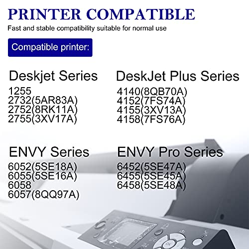 6 Pack (5Black+1Tri-Color) Compatible 67XL 67 XL Remanufactured Ink Cartridge Replacement for HP Deskjet 1255 2732 DeskJet Plus 4140 4152 4155 Envy 6052 6055 Envy Pro 6452 6455 Printer Ink Cartridge.
