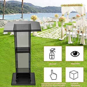 EESHHA Acrylic Lectern Podium - Matte Black Floor Standing