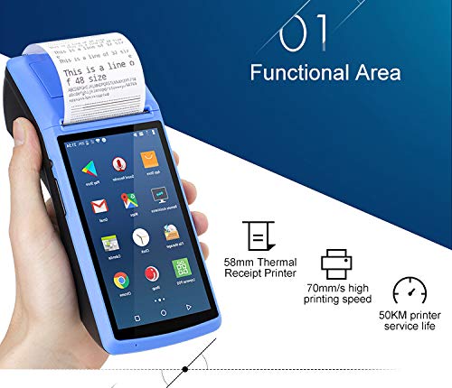 JEPOD 58mm Touch Screen Handheld POS Machine with Receipt Printer PDA Android 6.0 Handheld POS Terminal WiFi Bluetooth 3G Support OTG