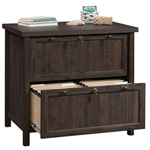 Home Square 2-Piece Set: Lateral File Cabinet & Bookcase Hutch in Coffee Oak