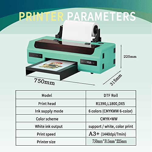 PUNEHOD A3+ DTF Printer L1800 for Fabrics, Leather, Toys, Swimwear, T Shirt