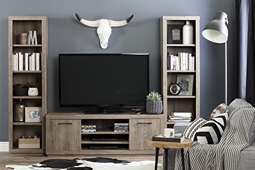 South Shore 10481 Narrow 5-Shelf Storage Bookcase, Weatered Oak