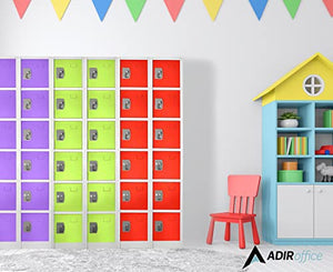 AdirOffice Large School Locker with 6 Doors and 6 Hooks - Purple