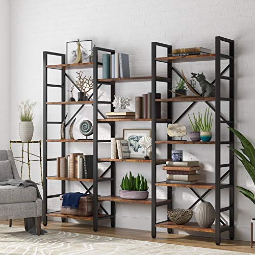 Tribesigns 5-Shelf Vintage Industrial Bookcase, 70 inch