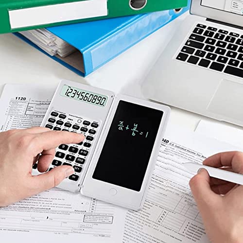 Foldable Scientific Calculator 10-Digit Digital Large Display with Erasable Writing Tablet & Drawing Pad