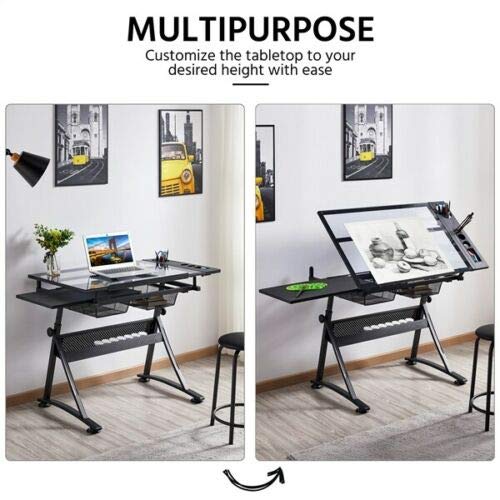 Drawing Table Adjustable Folding, Designer Architect, Drafting Table Art & Craft Drawing Comfortable Work Space Workstation Home, Office, Studio, or School