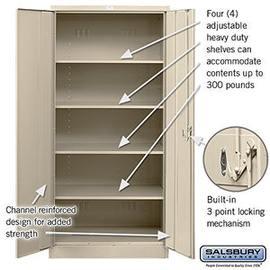 Salsbury Industries Heavy Duty Assembled Storage Cabinet, 78-Inch High by 24-Inch Deep, Tan