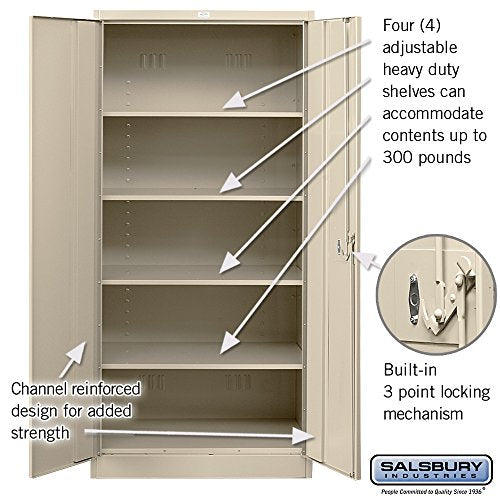 Salsbury Industries Heavy Duty Assembled Storage Cabinet, 78-Inch High by 24-Inch Deep, Tan