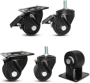ROLTIN Office Castors Plate Casters 4-Piece Set - 3-inch Nylon Wheel Double Ball Bearing Castors