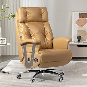 Kinnls Freya Power Recliner Chair with Footrest - Genuine Leather - Khaki