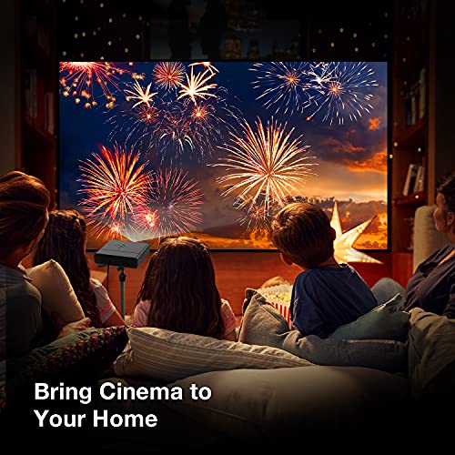 REXING PK2 Smart Projector Full HD 350 ANSI Lumens,3D Video, Digital Zoom, 30-120” DLP Projector, Android, HDMI, USB, WiFi, Miracast, YouTube, Netflix, Included Swivel Stand, Home Entertainment