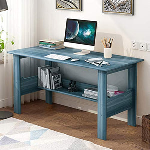 Computer Desk 39 Inch with Shelves, 5 Color Options Modern Study Writing Table for Home Office,Simple Office Desk Workstation for Small Spaces,Bedroom Notebook Desk U.S.Shipping (Blue)