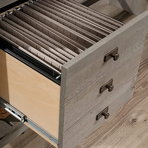 Sauder Cottage Road L-Desk, Mystic Oak Finish, L: 65.12" x W: 58.66" x H: 29.76