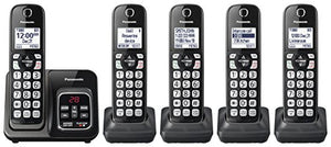 Panasonic Cordless Phone System with Call Block - 5 Handsets - KX-TGD535M (Metallic Black)