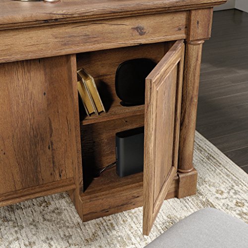 Sauder 420604 Palladia Executive Desk, L: 65.12" x W: 29.53" x H: 29.61", Vintage Oak Finish