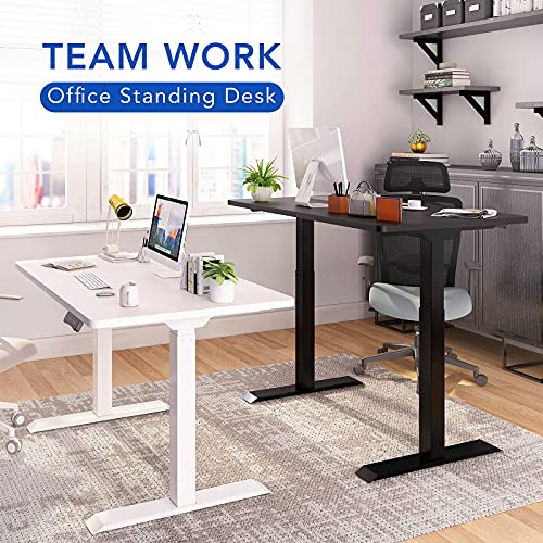 FlexiSpot Dual Motor Electric Standing Desk 48x30 Inches Whole Piece Board Stand Up Desk Adjustable Desk Home Office Desk Computer Workstation Adjustable Height, Black Desktop, Black Frame