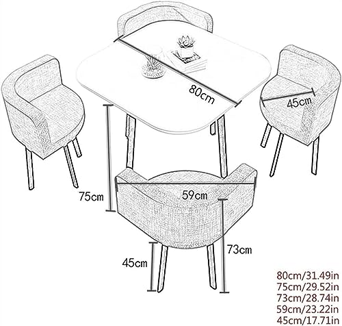 WEBERT Modern Minimalist Office Reception Table and Chair Set - 1 Table 4 Chairs