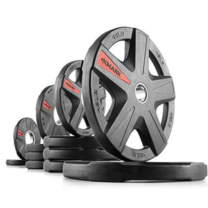 XMark Texas Star 155 lb Set Olympic Plates, Patented Design, One-Year Warranty, Olympic Weight Plates