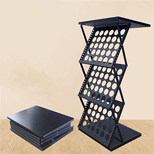 Brochure Holder Folding Data Stand Vertical Floor-Standing Book Rack Display Stand - Black 47.5x39x101cm