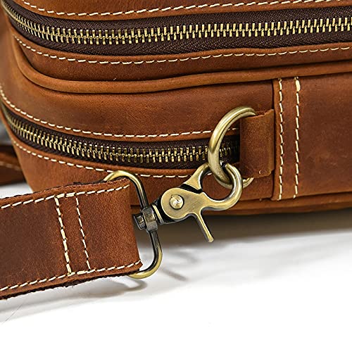 YLHXYPP Men's Briefcase Business Handbag Cow Leather Fit 14" Laptop Portfolio Shoulder Messenger Bag (Color : Brown, Size : 28x39cm)