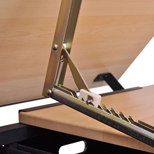 H.BETTER Tiltable Tabletop Drawing Table with Stool Two Drawers Craft Table Drafting Adjustable Top 85 Degrees