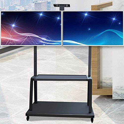 Generic Stainless Steel TV Floor Tripod for 40-65 Inches TVs, Black Universal Stand - Wheels, Height Adjustable - Max Vesa 600x400mm