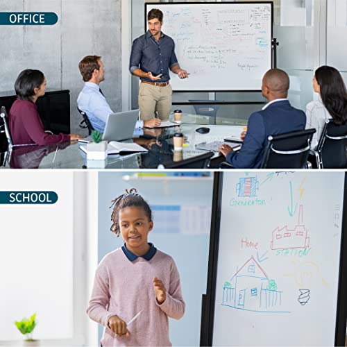 CORAV Mobile Whiteboard 70x36" - Rolling Dry Erase Board with White 360° Flippable, Double Sided Surface - Magnetic Whiteboard with Lockable Wheels - Height-Adjustable Classroom & Office Supplies
