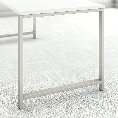 Bush Business Furniture 400 Series 60W x 30D L Shaped Desk with Hutch, 42W Return and 3 Drawer Mobile File Cabinet in White