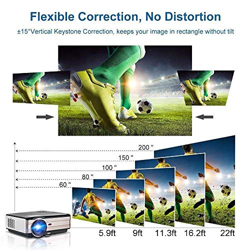 HD Video Projector 3500 Lumens 1080P Movie Gaming Projector LCD LED Multimedia HDMI USB TV AV VGA Audio for Laptop PC Smartphone DVD PS4 Xbox Wii Home Theater Outdoor Party with 10W Speaker