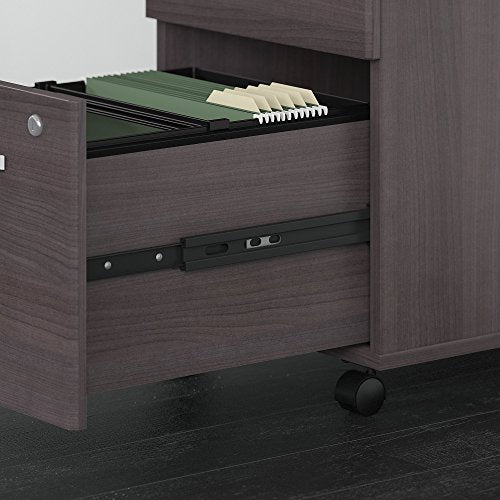 Studio C 72W x 36D Bow Front Desk and Credenza with Mobile File Cabinets in Storm Gray