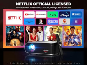DBPOWER Netflix Officially-Licensed 1080p Movie Projector with 5G WiFi and Bluetooth, 500ANSI Portable Smart Projector 4K