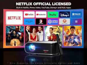 DBPOWER Netflix Officially-Licensed 1080p Movie Projector with 5G WiFi, Bluetooth, and Dolby Audio