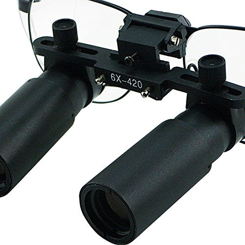 6.0X Magnification Dental Loupes, Prismatic Keplerian Style Titanium Frame, Dental Surgical Medical Binocular 45mm Field of View + 25mm Depth of Field + 420mm Working Distance