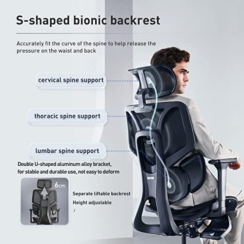 Hbada E3 Ergonomic Office Chair with Lumbar Support, Seat Depth Adjustment, and Footrest