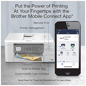 Brother MFC-J4335D INKvestment Tank Wireless Color Inkjet All-in-One Printer - Print Copy Scan Fax- 20 ppm, 4800 x 1200 dpi, 8.5" x 11" Letter, Auto Duplex Printing, 20-sheet ADF, BROAGE Printer Cable