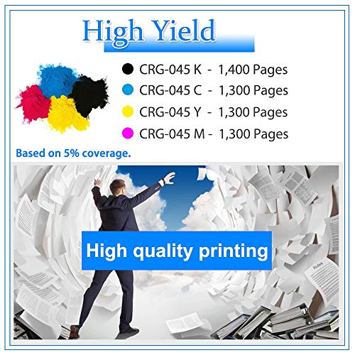 8-Pack Compatible High Yield (Black 1,400 Pages and Colour 1,300 Pages) 045 (CRG-045) Toner Cartridge (2K+2C+2Y+2M) Used for Canon Color imageCLASS MF634Cdw LBP612Cdw Printer