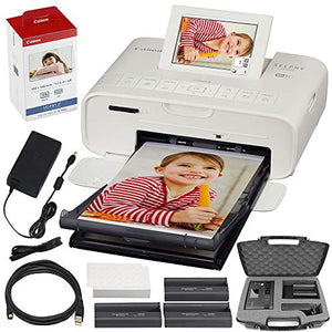 Canon SELPHY CP1300 Compact Photo Printer (White) with WiFi w/Canon Color Ink and Paper Set + Case + More