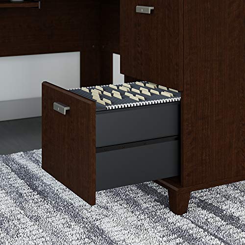 Bush Furniture Tuxedo L Shaped Desk with Hutch in Mocha Cherry