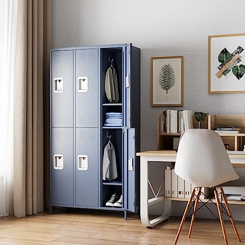 Aobabo Metal Office Storage Lockers - 6 Door Cabinet, 72" Tall - Employee/Home Office/Gym/School