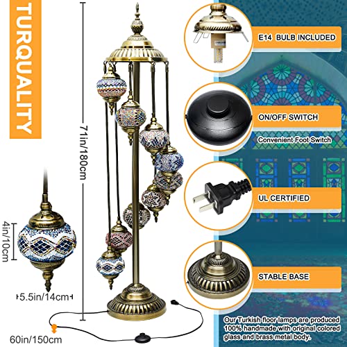 Hortsun Turkish Moroccan Globe Floor Lamp (9 Globes Style)